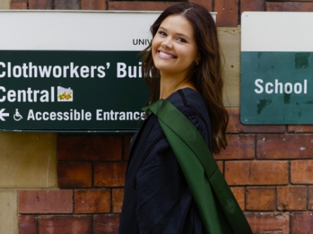 Maddie outside Clothworkers Central, the location of the studios she used.